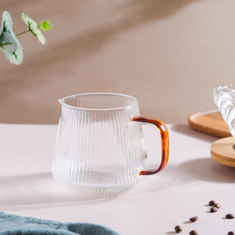 Glass Ribbed Coffee Pot 700ml - Glass pot, coffee pot, juice pot | Glass pot for Dining table & Home decor