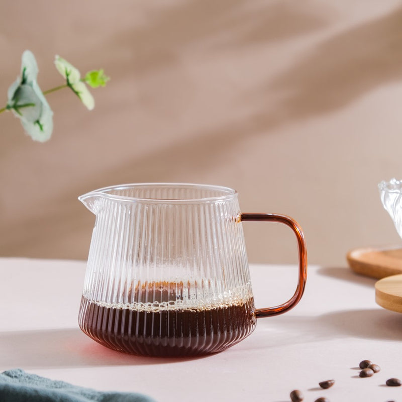 Glass Ribbed Coffee Pot 700ml - Glass pot, coffee pot, juice pot | Glass pot for Dining table & Home decor