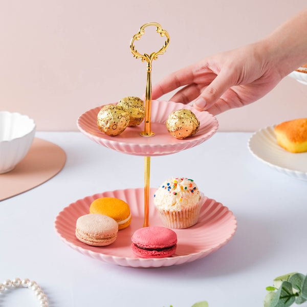 Pink Pebble 2-tier Cupcake Stand