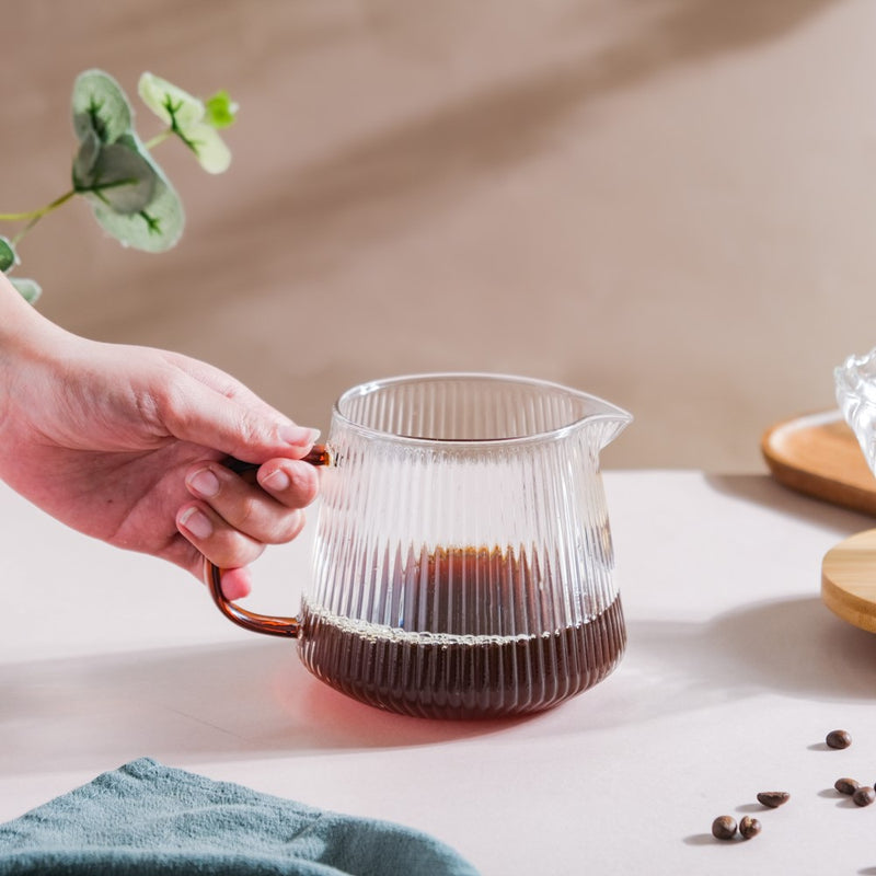 Glass Ribbed Coffee Pot 700ml - Glass pot, coffee pot, juice pot | Glass pot for Dining table & Home decor