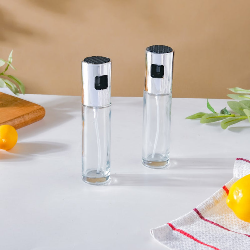 Oil Sprayer Bottle For Cooking Silver Set Of 2