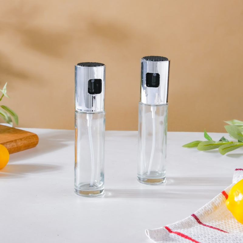 Oil Sprayer Bottle For Cooking Silver Set Of 2