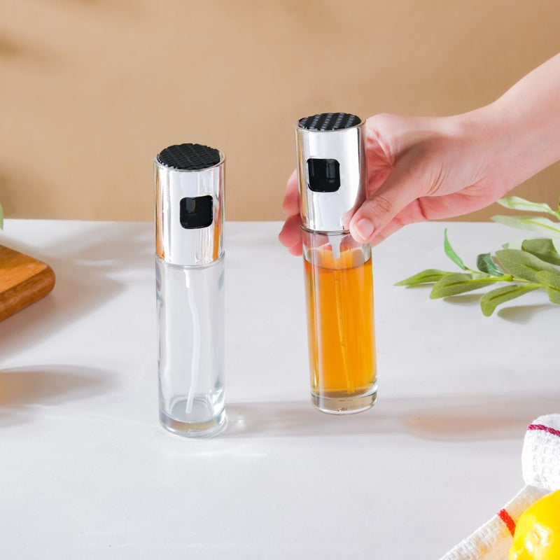Oil Sprayer Bottle For Cooking Silver Set Of 2