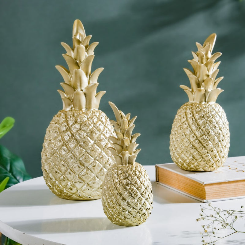Pineapple Decor Gold Medium - Showpiece | Home decor item | Room decoration item