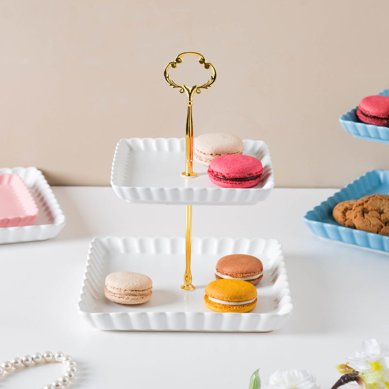 Snow White Square 2-tier Cupcake Stand
