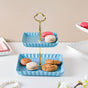 Blue Muffin Square 2-tier Cupcake Stand