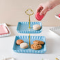 Blue Muffin Square 2-tier Cupcake Stand