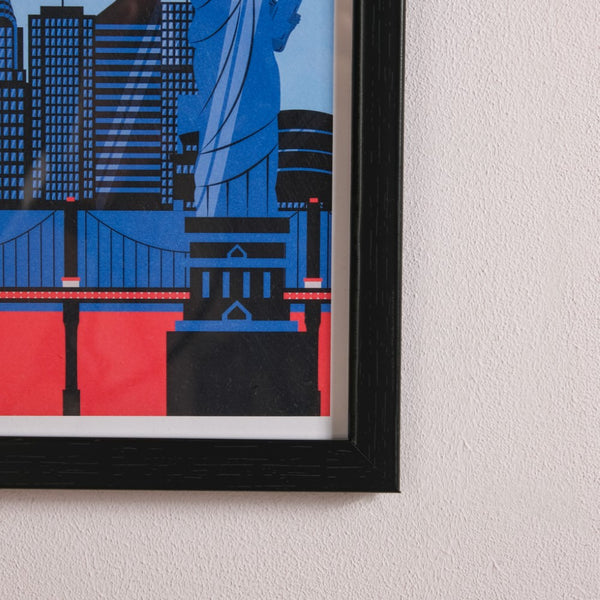 New York City Poster With Frame 13x9 Inch