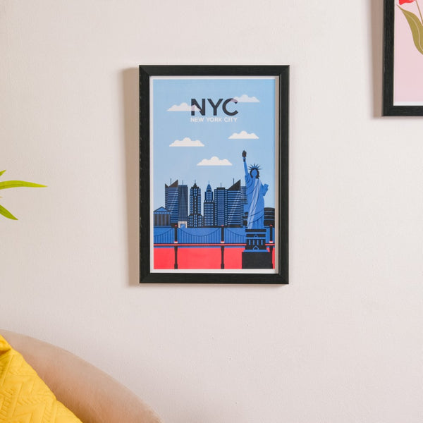 New York City Poster With Frame 13x9 Inch