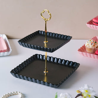 Black Berry Square 2-tier Cupcake Stand