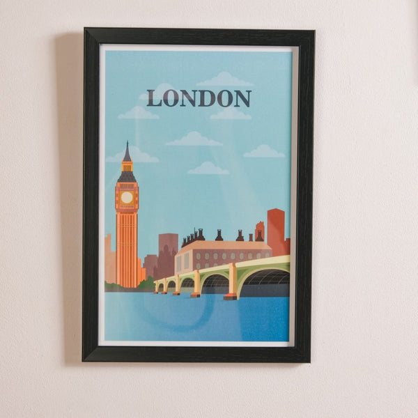 London City Wall Art With Frame 13x9 Inch