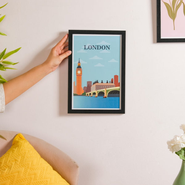 London City Wall Art With Frame 13x9 Inch