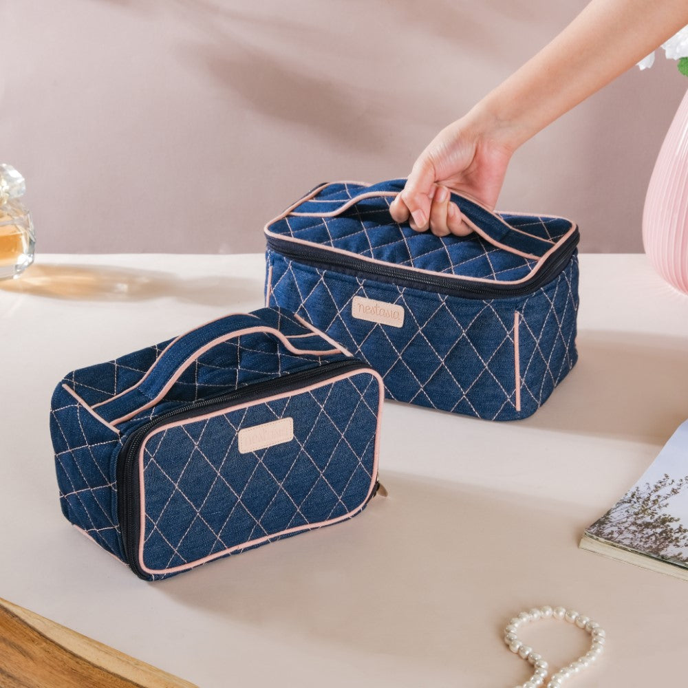 NaRaYa Satin Quilted with Bow Travel Bag (Navy): Handbags