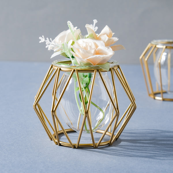 Metal and Glass Planter - Gold - Plant pot and plant stands | Room decor items