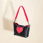 Heart Motif Handbag Black And Red