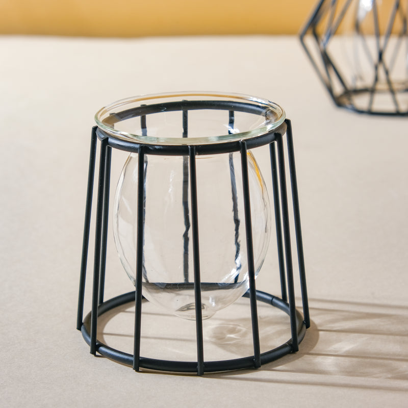 Metal and Glass Planter - Black - Plant pot and plant stands | Room decor items