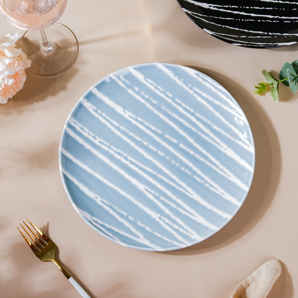 Sleek Abstract Patterned Dinner Plate Blue 9.5 Inch