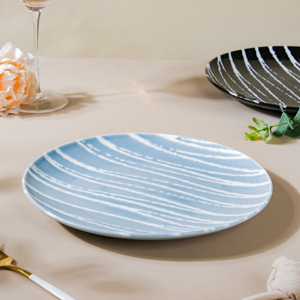 Sleek Abstract Patterned Dinner Plate Blue 9.5 Inch