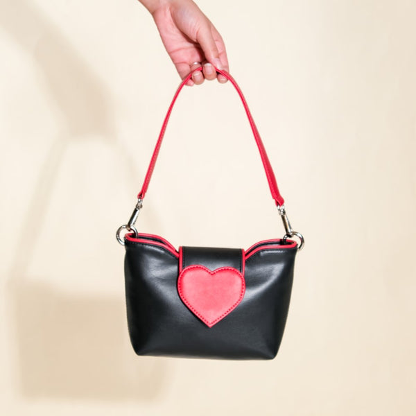 Heart Mini Handbag Black And Red