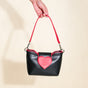 Heart Motif Handbag Black And Red