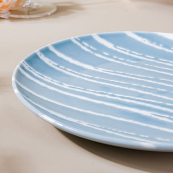 Sleek Abstract Patterned Dinner Plate Blue 9.5 Inch