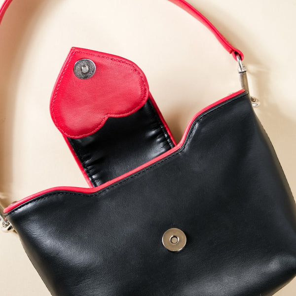 Heart Mini Handbag Black And Red