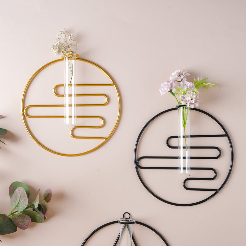 Hanging Glass Planter - Round - Flower vase for wall decoration/wall design | Living room decoration ideas