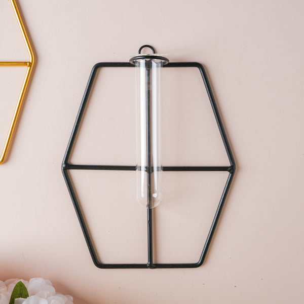 Hanging Glass Planter - Hexagon - Flower vase for wall decoration/wall design | Living room decoration ideas
