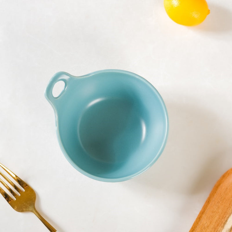 Snack Bowl With Handle Blue Set Of 2 230ml - Bowl,ceramic bowl, snack bowls, curry bowl, popcorn bowls | Bowls for dining table & home decor
