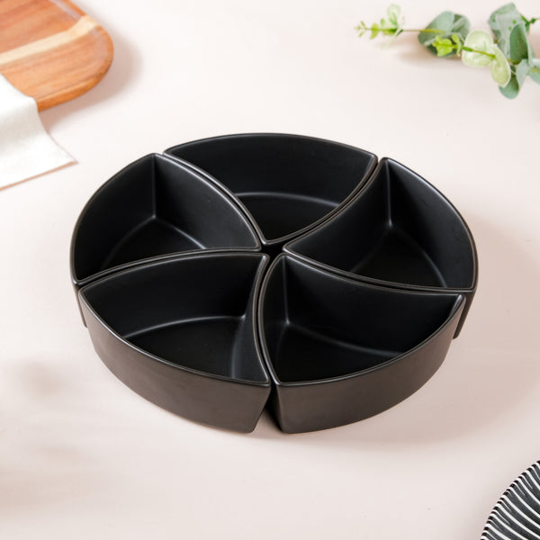 Dry Fruit Bowl Black Set Of 5 200 ml - Bowl,ceramic bowl, snack bowls, curry bowl, popcorn bowls | Bowls for dining table & home decor