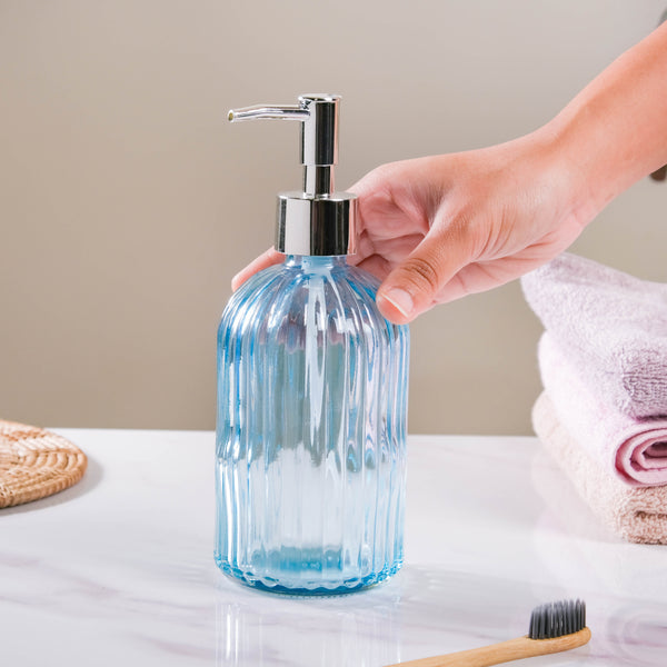 Ocean Blue Glass Dispenser With Nozzle