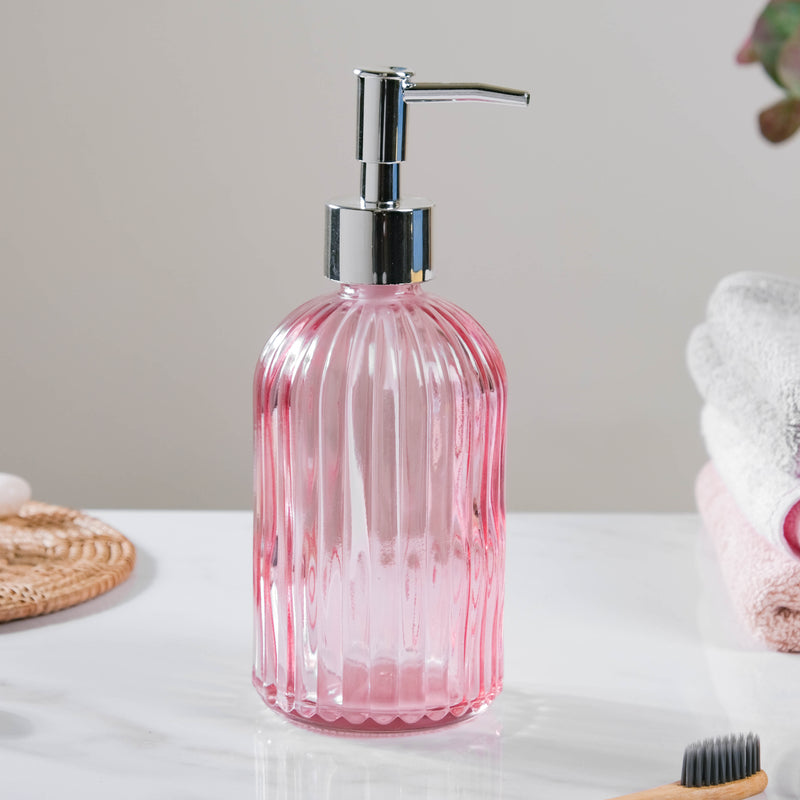 Regal Pink Glass Dispenser With Nozzle