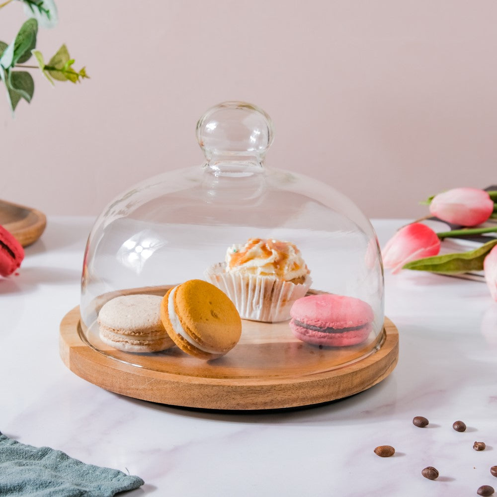 Acacia Wood Rotating Cake Stand 8 Inch