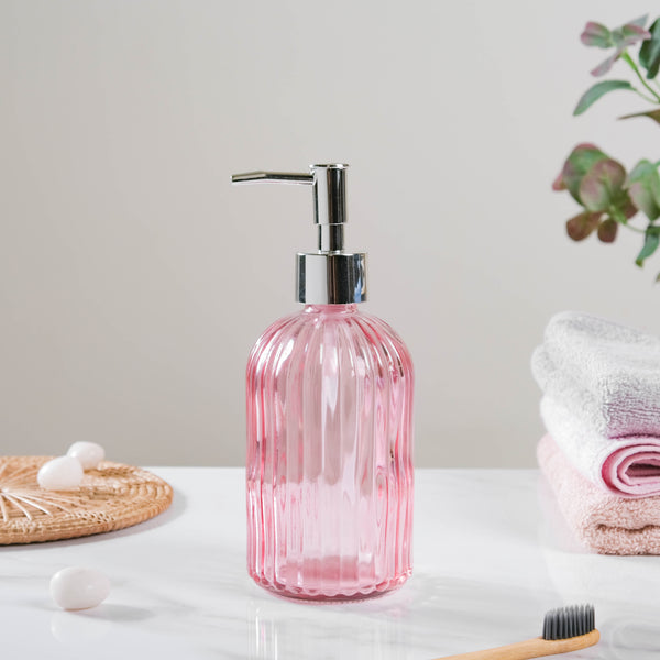 Regal Pink Glass Dispenser With Nozzle