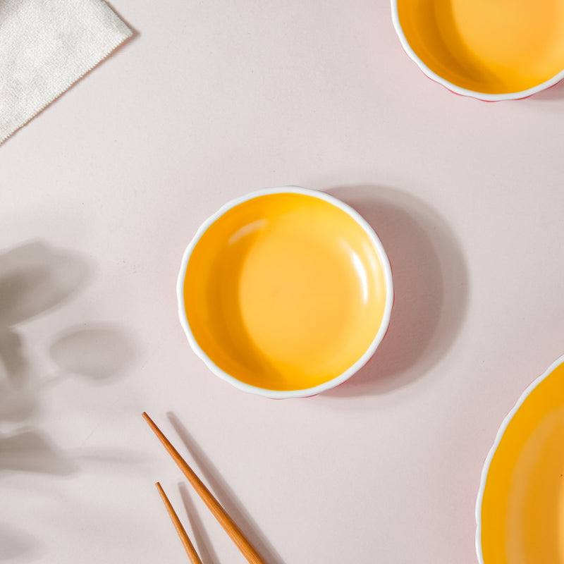 Chrome Ceramic Dessert Plate Red 4 Inch Set Of 2 - Serving plate, small plate, snacks plates | Plates for dining table & home decor