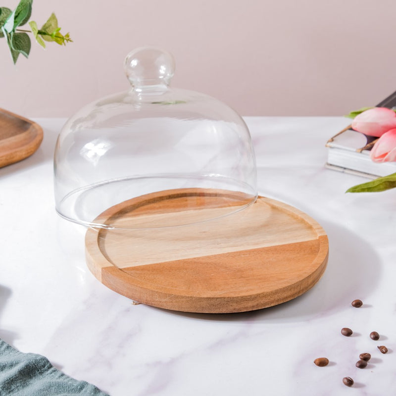 Acacia Wood Rotating Cake Stand 8 Inch