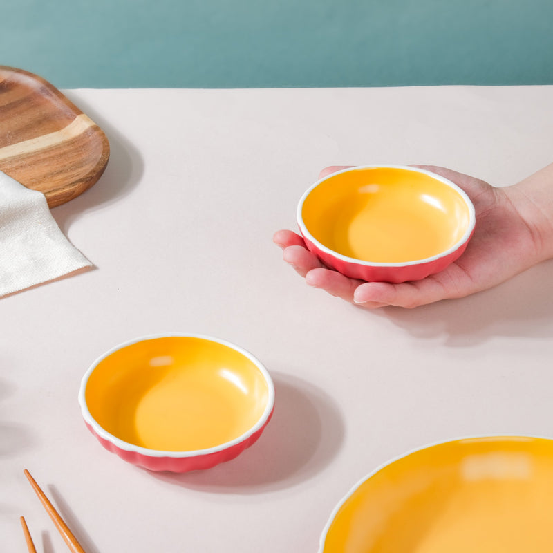 Chrome Ceramic Dessert Plate Red 4 Inch Set Of 2 - Serving plate, small plate, snacks plates | Plates for dining table & home decor