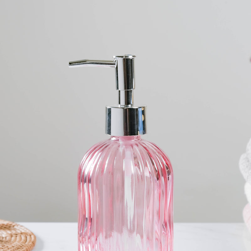 Regal Pink Glass Dispenser With Nozzle