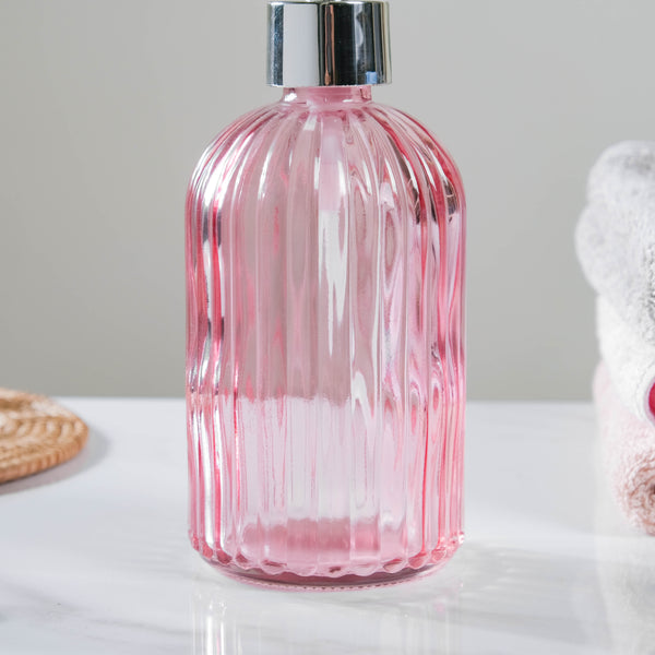 Regal Pink Glass Dispenser With Nozzle
