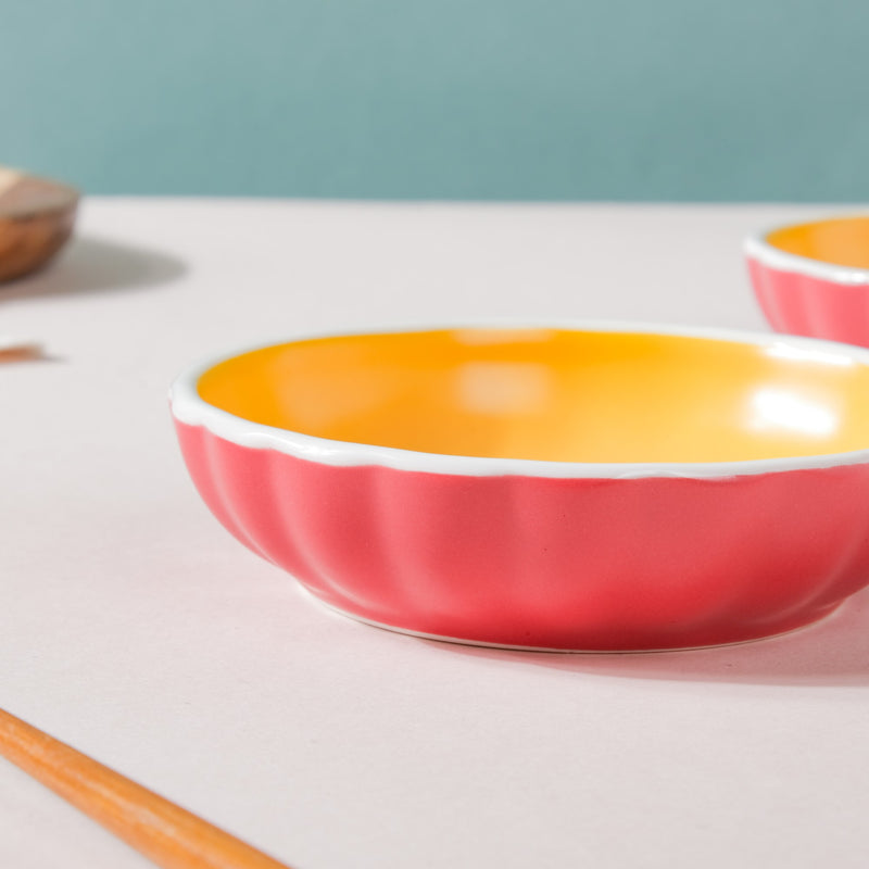 Chrome Ceramic Dessert Plate Red 4 Inch Set Of 2 - Serving plate, small plate, snacks plates | Plates for dining table & home decor