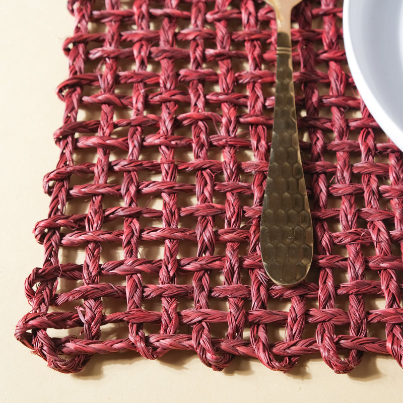 Rectangular Sabai Mat Red