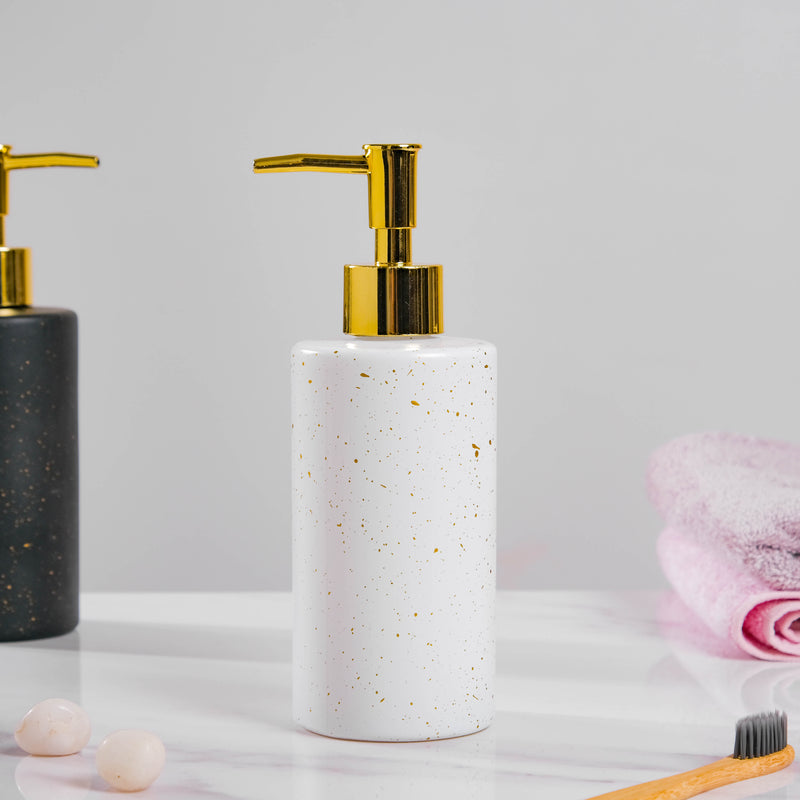 Chimera White and Gold Ceramic Dispenser With Nozzle