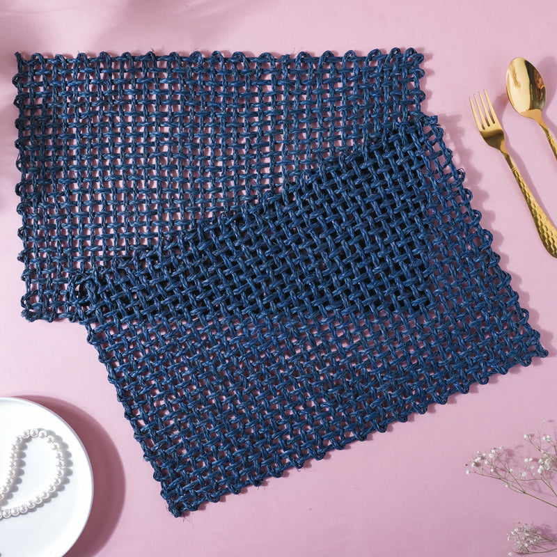 Rectangular Sabai Mat Blue