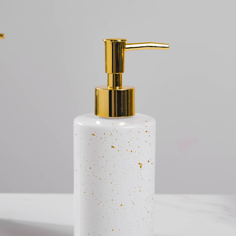 Chimera White and Gold Ceramic Dispenser With Nozzle