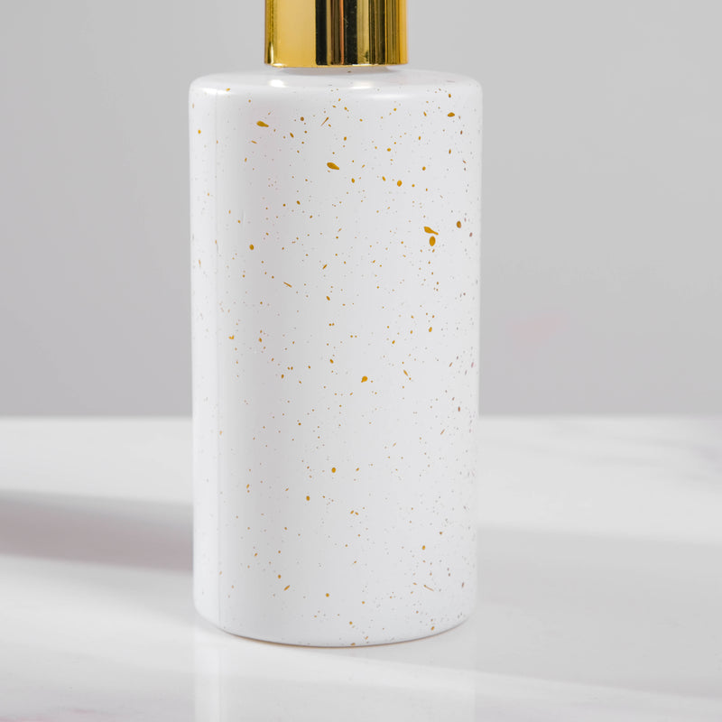 Chimera White and Gold Ceramic Dispenser With Nozzle