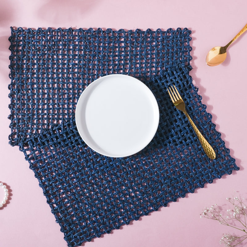 Rectangular Sabai Mat Blue