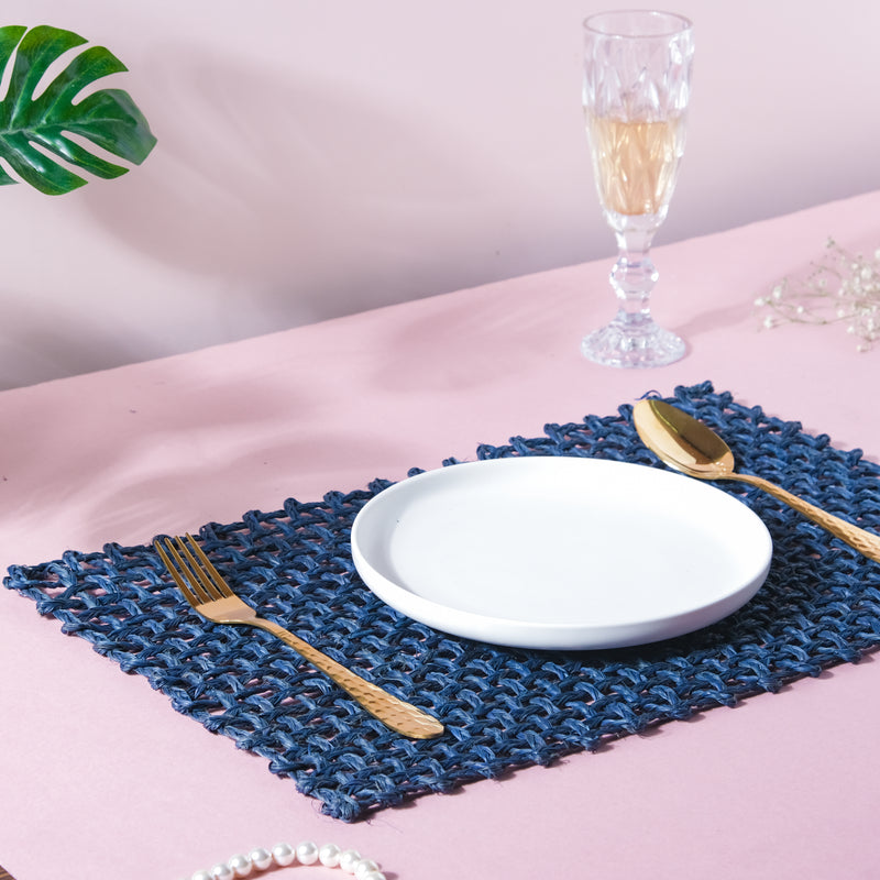 Rectangular Sabai Mat Blue