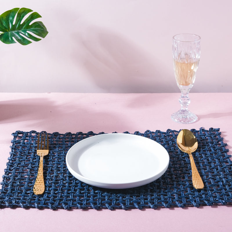 Rectangular Sabai Mat Blue