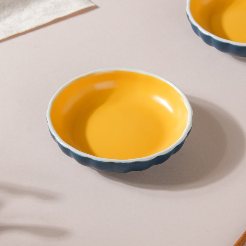 Chrome Ceramic Dessert Plate Blue 4 Inch Set Of 2 - Serving plate, small plate, snacks plates | Plates for dining table & home decor
