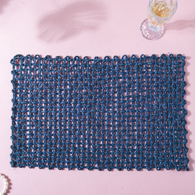Rectangular Sabai Mat Blue